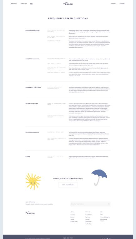Balou WooCommerce Theme FAQ Layout